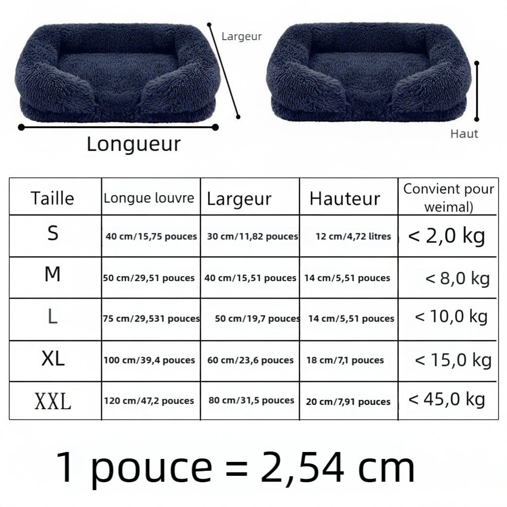 Grand lit pour chien en peluche