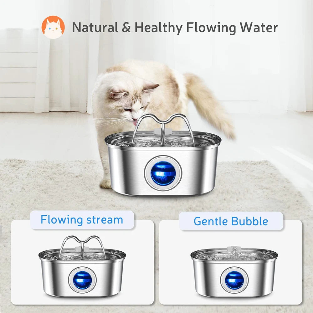 Fontaine à Eau pour Chat Inox 2 Robinets